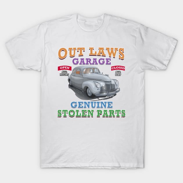 Outlaws Garage Classic Car Hot Rod Novelty Gift T-Shirt by Airbrush World